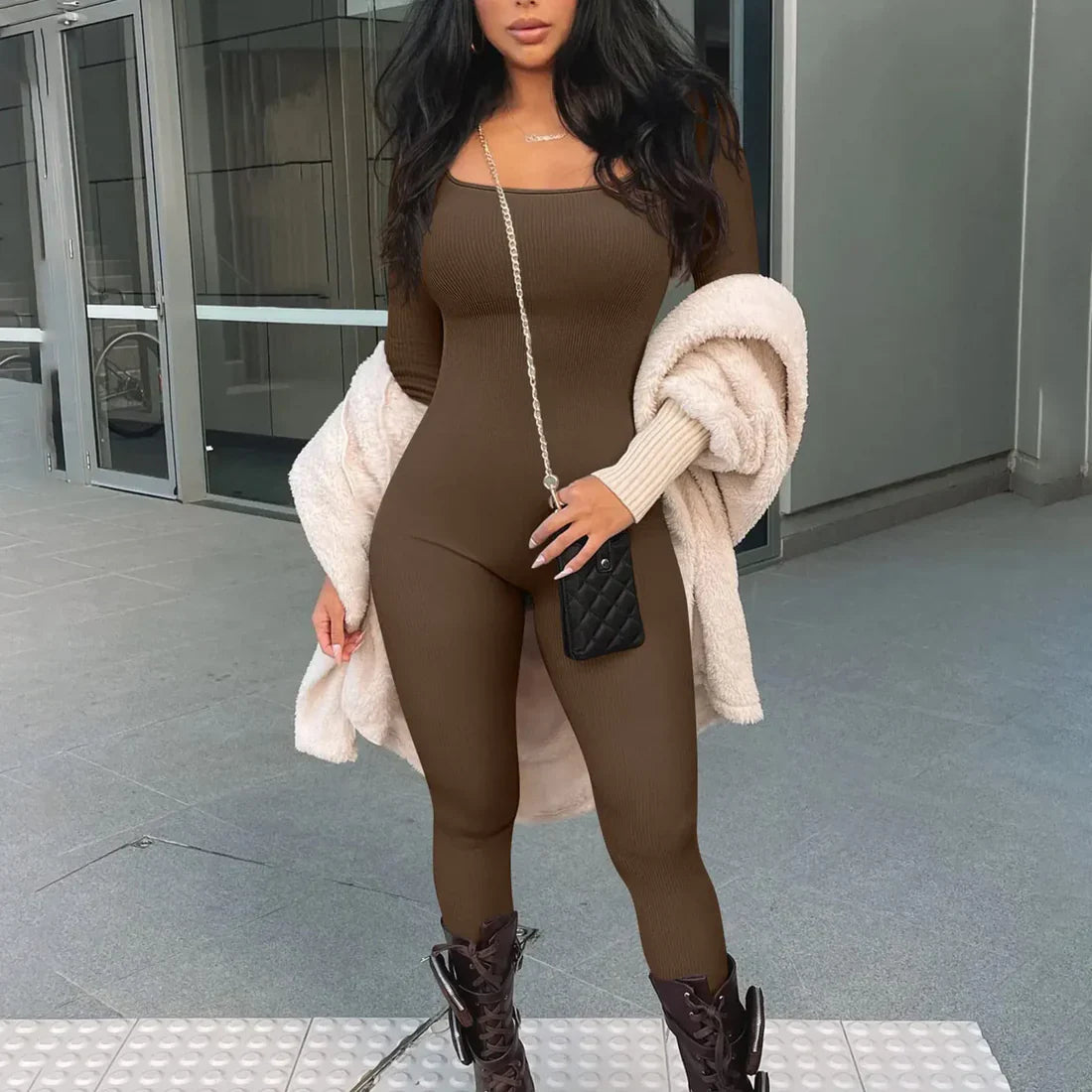 Yséna – Geribbelde jumpsuit